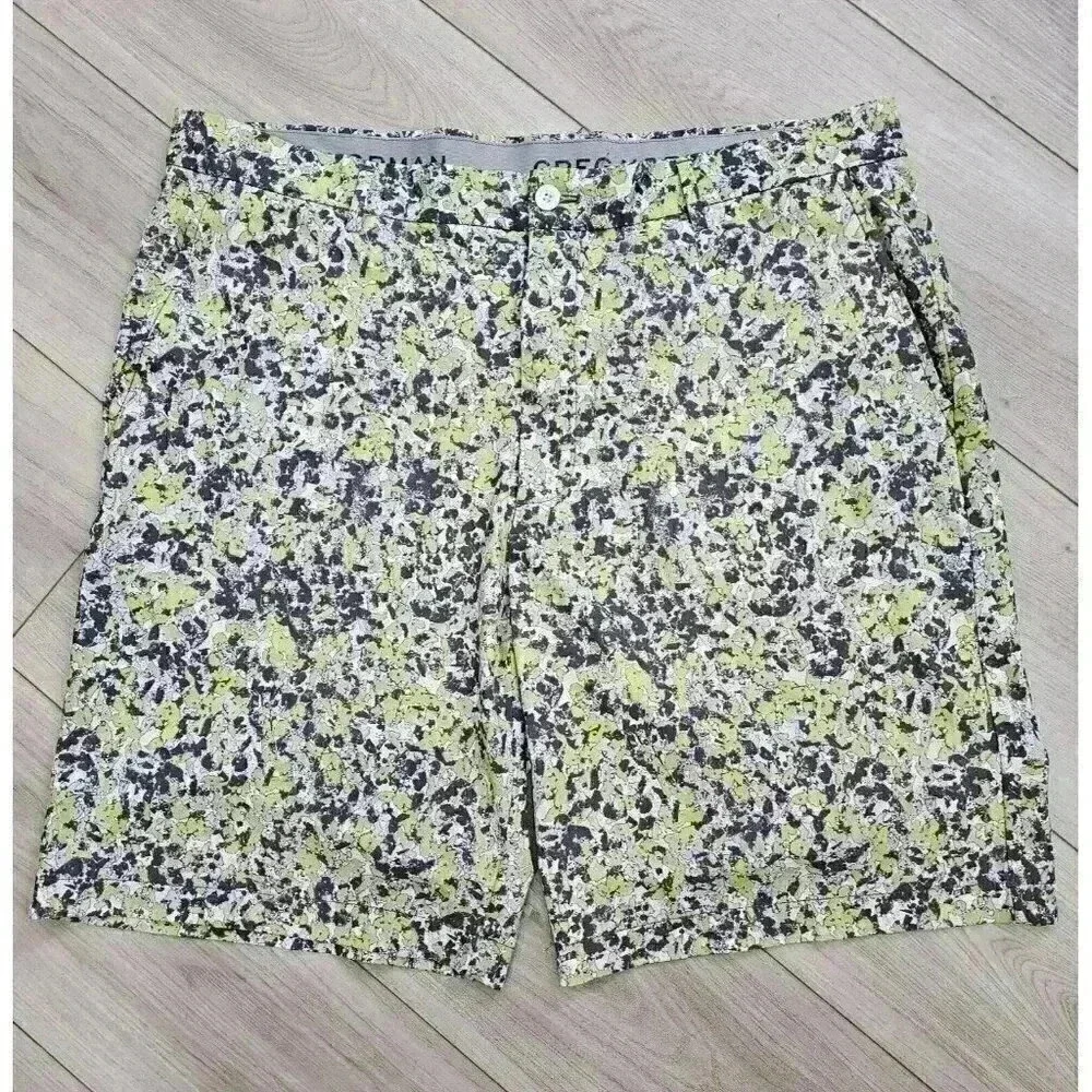 Greg Norman Attack Life Men's Golf Shorts Size‎ 38 Green Grey White
